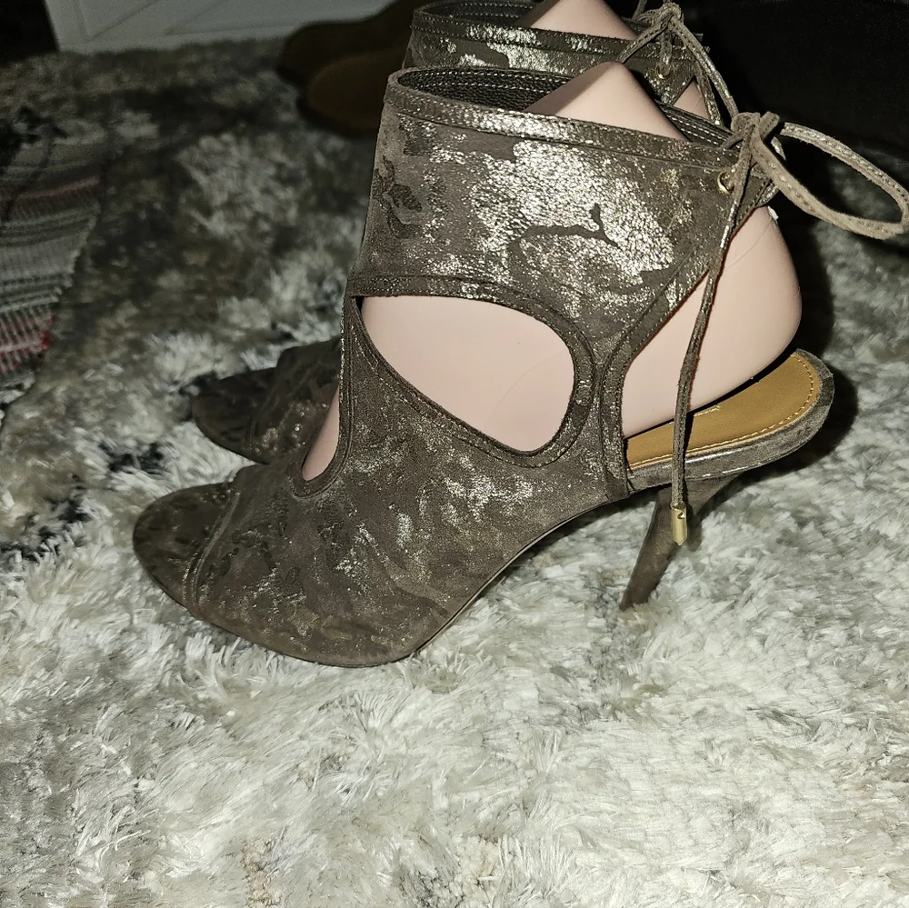AQUAZZURA FIRENZE Gorgeous Gold/Brown Stiletto Heels 11/41 NWOB!! NEW